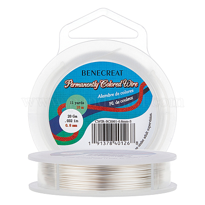 BENECREAT 20-Gauge Tarnish Resistant Silver Coil Wire CWIR-BC0001-0.8mm-S-1