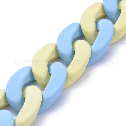 Handgefertigte undurchsichtige sprühlackierte Acryl-Bordsteinketten AJEW-JB00615-02-1