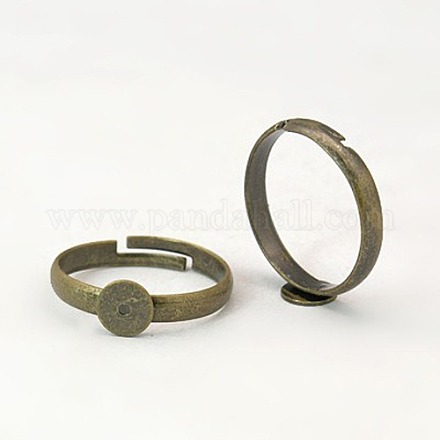 Antike Bronze verstellbaren Messing Pad-Ring Basen perfekt für Cabochons X-EC161-NFAB-1