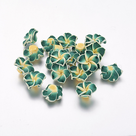 Plumeria hecha a mano de arcilla polimérica flor 3D abalorios CLAY-Q192-15mm-06-1