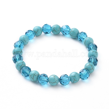 Perles synthétiques turquoise étirer bracelets BJEW-JB05003-01-1