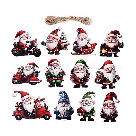 24 шт. Рождественские подвесные украшения из дерева с односторонним УФ-отпечатком WOOD-N020-19-1