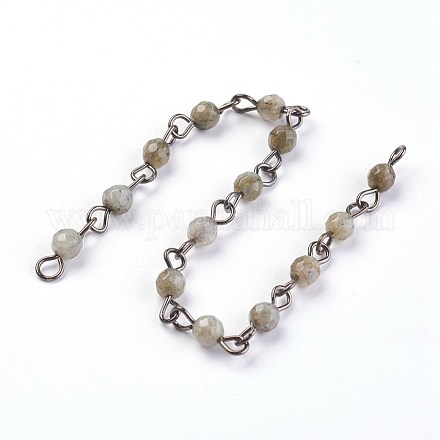 Chaînes de perles de labradorite naturelle à la main AJEW-JB00456-01-1