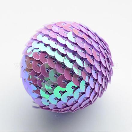 Handmade Woven Foam Wrapped with Paillettes Round Beads WOVE-T001-50mm-03-1