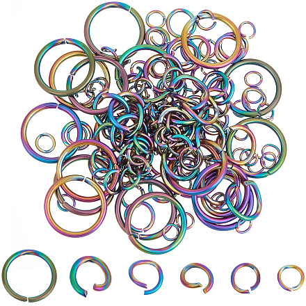 Beebeecraft 160Pcs 6 Sizes 304 Stainless Steel Open Jump Rings STAS-BBC0001-99-1