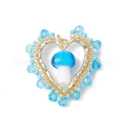 Лэмпворк в виде гриба ручной работы с круглыми стеклянными бусинами класса А и подвесками из сплава с открытыми задними панелями и подвесками из гальванизированного стекла PALLOY-MZ00689-03-1