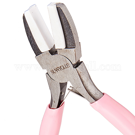 SUNNYCLUE 5.5 Inch Double Nylon Jaw Flat Nose Pliers Mini Precision Pliers Wire Forming Bending Tools for DIY Jewelry Making Hobby Projects Pink PT-SC0001-36-1