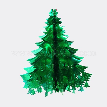 飾りをぶら下げパーティプラスチック  クリスマスツリー  グリーン  42x40cm X-AJEW-J029-11-1
