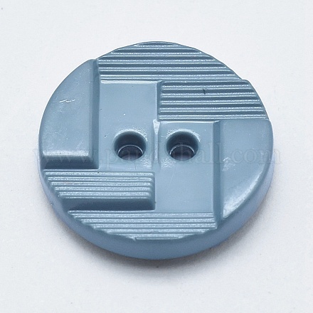 2つ穴プラスチックボタン  フラットラウンド  スチールブルー  18x4mm  穴：1.5mm  約1440個/袋 BUTT-F064-05A-18mm-1