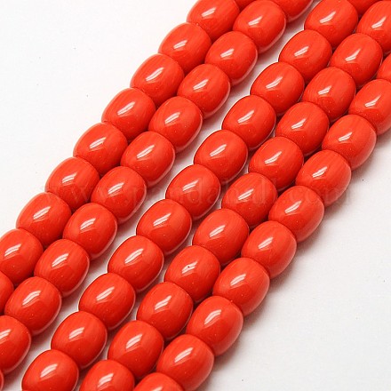 Imitation Amber Resin Drum Beads Strands for Buddhist Jewelry Making RESI-A009D-9mm-02-1