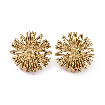 Серьги-гвоздики в форме цветка из нержавеющей стали 304 с ионным покрытием (IP) EJEW-Z068-04G-01-1