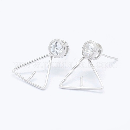Accessoires de clous d'oreilles en 925 argent sterling avec zircone cubique STER-I016-083P-1