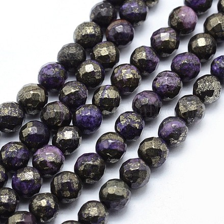 Dyed Natural Pyrite Beads Strands G-F582-C02-1