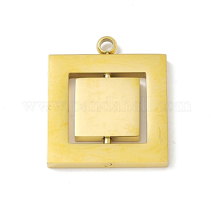 304 ステンレス鋼の回転可能なペンダント  スクエアチャーム  ゴールドカラー  25.5x21.5x2mm  穴：2.5mm STAS-G297-11G-1