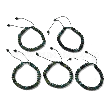 Регулируемые натуральные моховые браслеты из плетеного агата BJEW-F369-A19-1