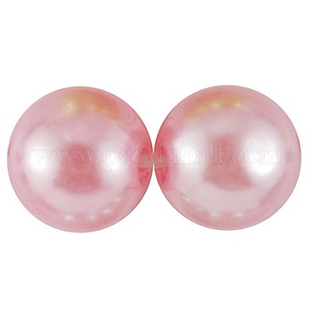 Pink Acrylic Imitation Pearl Round Beads for Chunky Kids Necklace X-PACR-20D-35-1