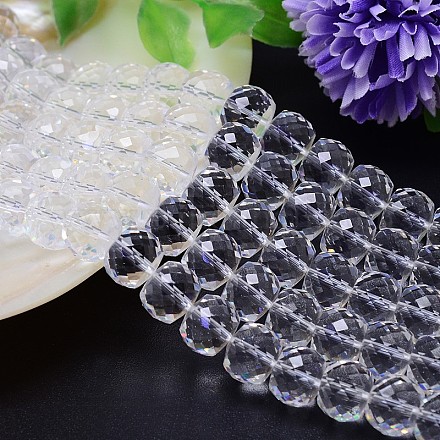 Faceted Flat Round Imitation Austrian Crystal Bead Strands G-M186-12x10mm-02A-1