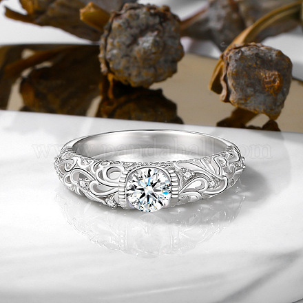 Плоские круглые латунные кольца с микропаве и прозрачным фианитом на палец FS-WG5A4EB-01-1