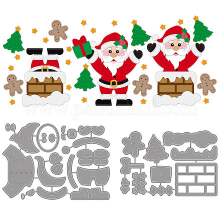 GLOBLELAND 2Set 22Pcs Santa Claus Cutting Dies for DIY Scrapbooking Metal Christmas Chimney Die Cuts Embossing Stencils Template for Paper Card Making Decoration Album Craft Decor DIY-WH0309-1201-1