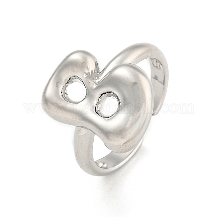 Латунные открытые манжеты с буквами для женщин RJEW-G313-01B-P-1