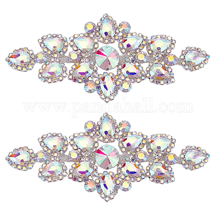 2шт стеклянный стразы с железными аппликациями DIY-FG0008-06-1