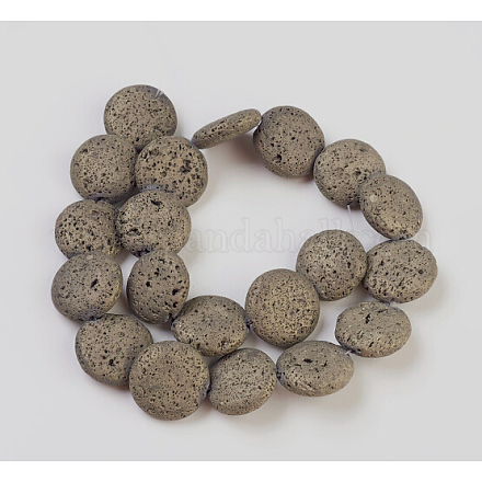 Brins de perles de pierre de lave naturelle galvanisées G-E497-A-04-1