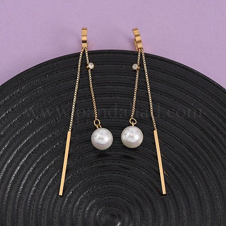 Серьги-кольца с акриловым искусственным жемчугом из нержавеющей стали 304 EJEW-F393-14G-1