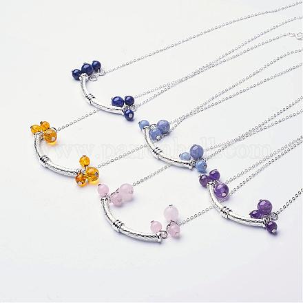 Colliers pendentifs en perles naturelles en pierres précieuses NJEW-JN01828-1