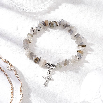 Браслеты из бусин с натуральным лабрадоритом BJEW-JB12316-01-1