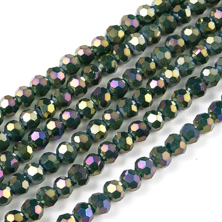 Brins de perles de verre électrolytiques à facettes (32 facettes) rondes plaquées arc-en-ciel EGLA-J130-FR13-1