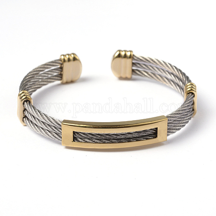 304 Stainless Steel Cuff Bangles BJEW-L599-11-1