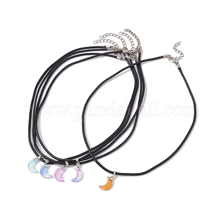 Стеклянные ожерелья с подвесками в виде полумесяца NJEW-JN04579-1
