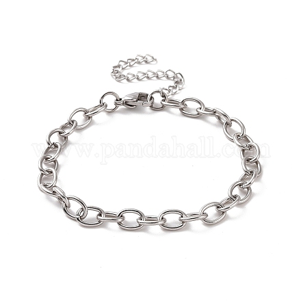 304 pulsera de cadena de cable de acero inoxidable para hombres y mujeres BJEW-E031-01P-05-1
