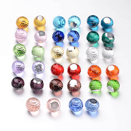 Faceted Round Glass Cabochons X-GGLA-L008A-M-1