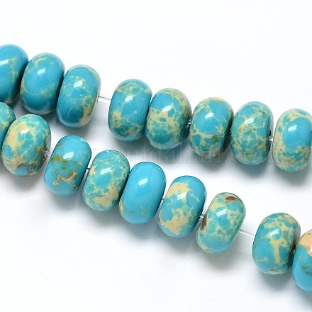 Rondelle Synthetic Turquoise Beads Strands G-N0140-14-6x10mm-1