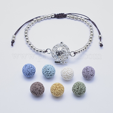 Bracelets de perles tressées en laiton BJEW-L621-01P-1