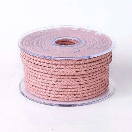 編み紐  革のアクセサリーコード  ジュエリーDIY製版材料  ピンク  3mm  約21.87ヤード（20m）/ロール WL-I003-3mm-B-02-1
