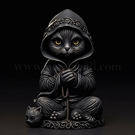 Figurine di gatto mago in resina di Halloween PW-WG10268-01-1