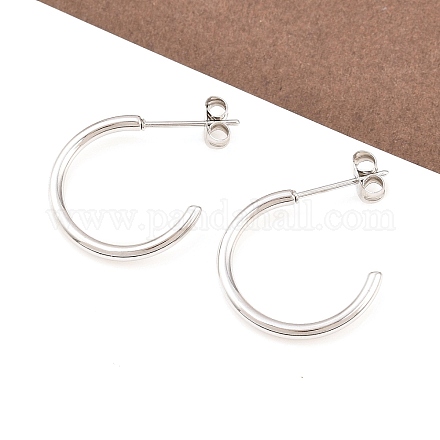 Серьги-гвоздики C-образной формы из нержавеющей стали 316 EJEW-D339-03P-1