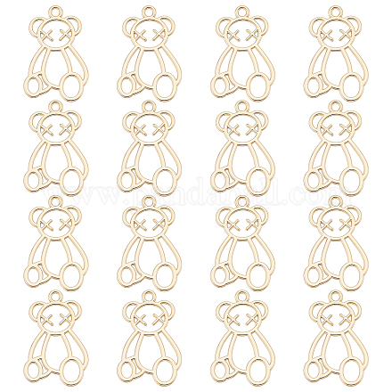 SUPERFINDINGS 40Pcs Hollow Bear Charm Alloy Bear Pendants Charms 25x16mm Light Gold Smooth Metal Pendant for Jewelry Necklace Earring Making Hole:1.8mm FIND-FH0004-52-1