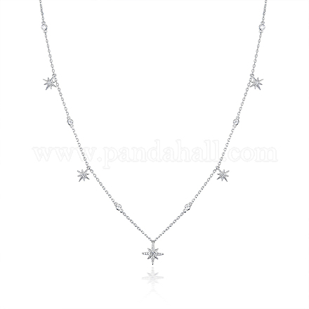 Женское ожерелье-звезда с микропаве из стерлингового серебра S925 с прозрачными кубическими цирконами RI1010-2-1