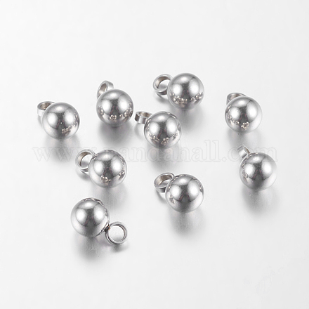 Original Color Ball Charms 304 Stainless Steel Round Pendants X-STAS-E037-2-1