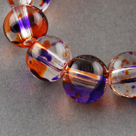 Two Tone Spray Painted Transparent Glass Bead Strands DGLA-R027-10mm-04-1