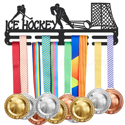 鉄メダル ハンガー ホルダー ディスプレイ ウォール ラック  ネジ付き  アイスホッケー  スポーツ  150x400mm ODIS-WH0021-782-1