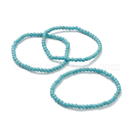 Turquoise synthétique bracelets en perles extensibles BJEW-D446-A-18-1