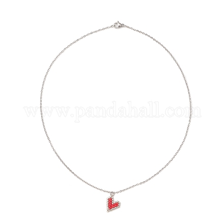 Colliers pendentif coeur en graines de verre NJEW-MZ00020-01-1