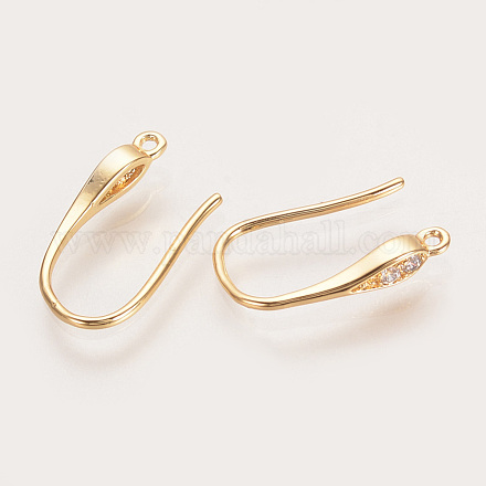 Brass Cubic Zirconia Earring Hooks KK-S336-41G-1