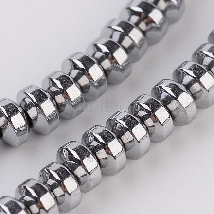 Rondelle Electroplate Non-magnetic Synthetic Hematite Beads Strands G-L436-01B-1