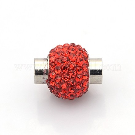 Rondelle 304 Stainless Steel Polymer Clay Rhinestone Magnetic Clasps RB-N033-02A-6mm-1
