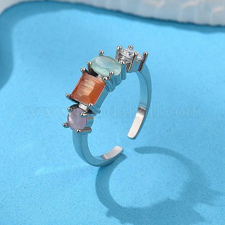 Манжеты из латуни с микро паве кубический цирконий для женщин RJEW-C123-07P-1